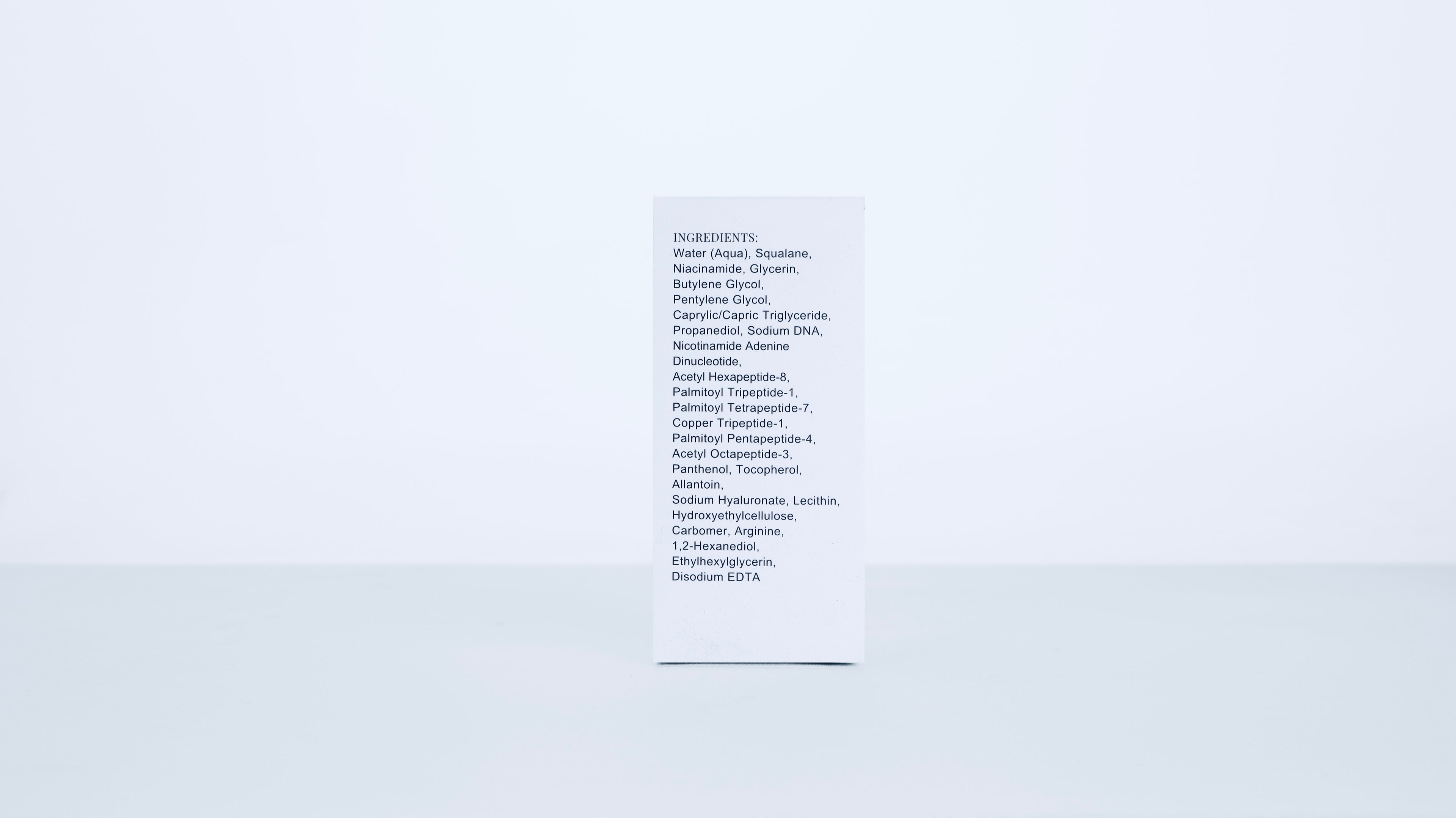 Pulse Serum outer packaging back showing ingredient disclosure and brand standards